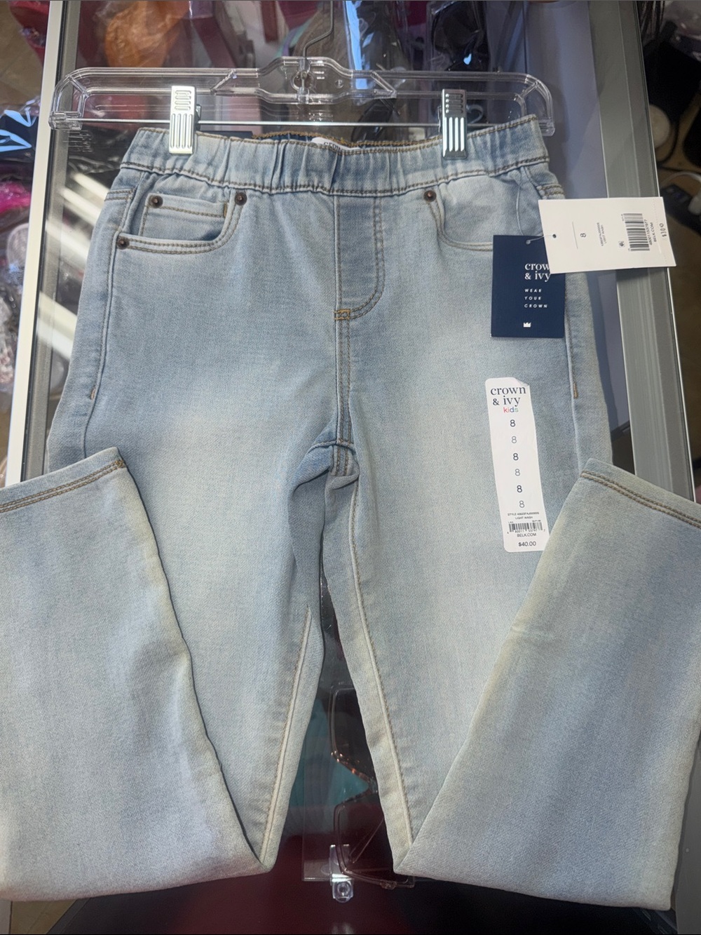 crown & ivy Light Blue Elastic Waist Women's Jeggings